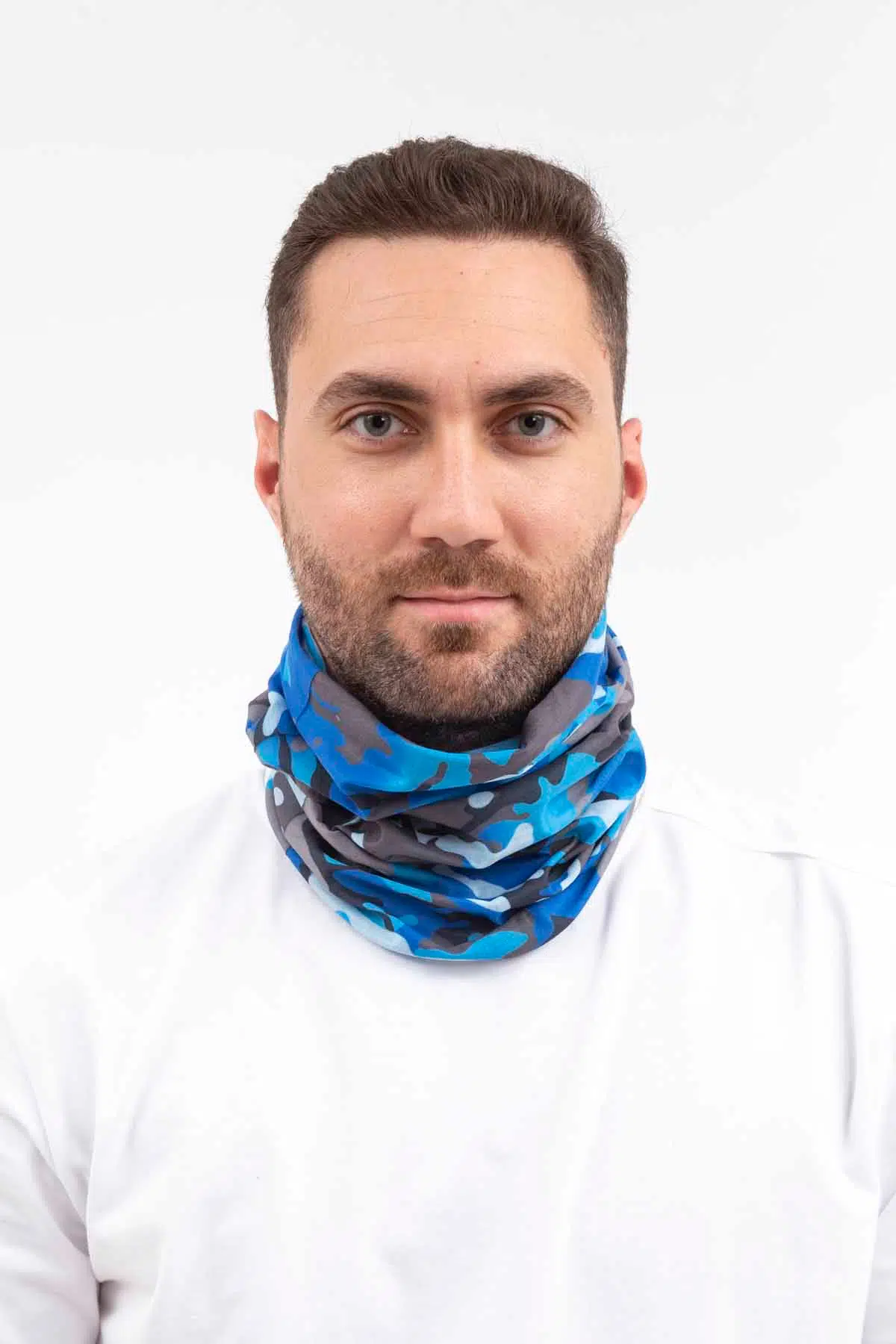 Boyunluk Bileklik Bandana Maske BUFFO01 - MAVİ-GRİ