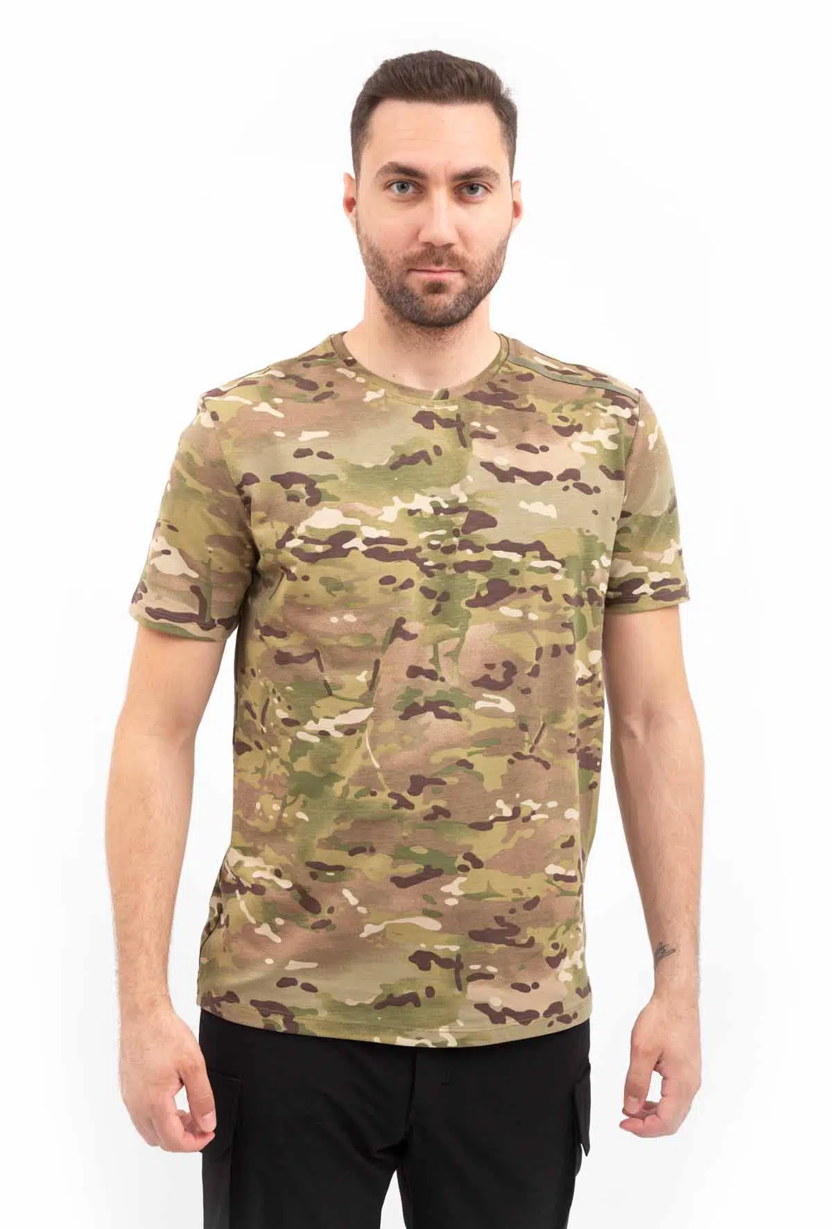 Outdoor T-shirt Günlük Pamuklu Basic Erkek BASETI03 - HAKİ MULTİCAM