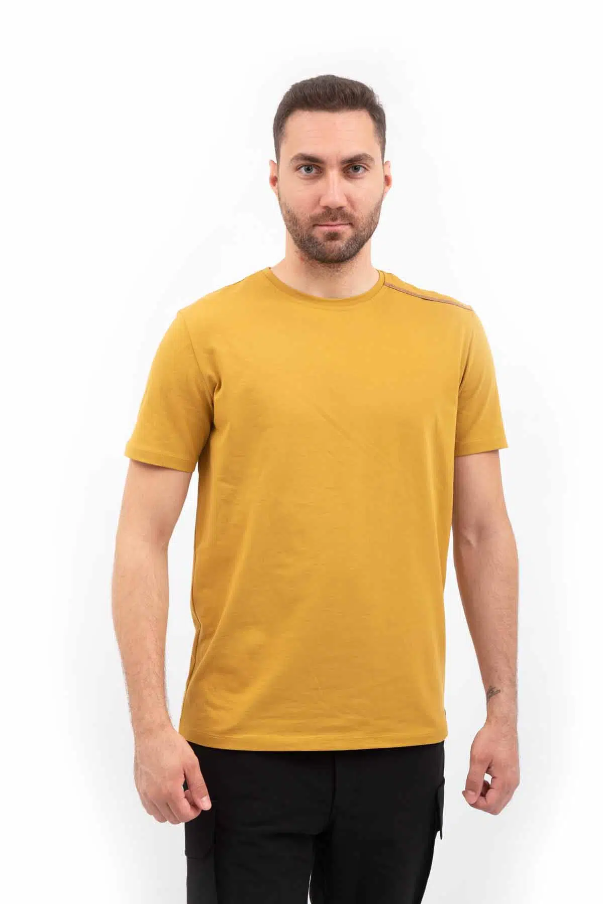 Outdoor T-shirt Günlük Pamuklu Basic Erkek BASETI03 - SARI