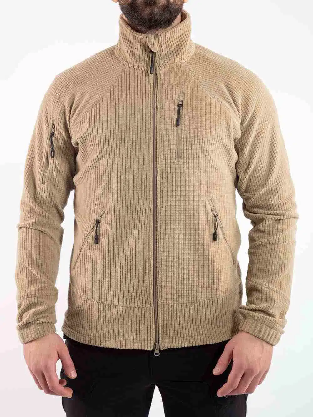 Taktik Outdoor Erkek Petek Polar Sweatshirt Tüylenmez POLTAC04 - BEJ